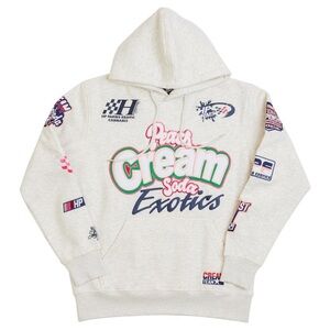 Men’s Cream Graphic Strains Cream Hoodie with Colorful Logos